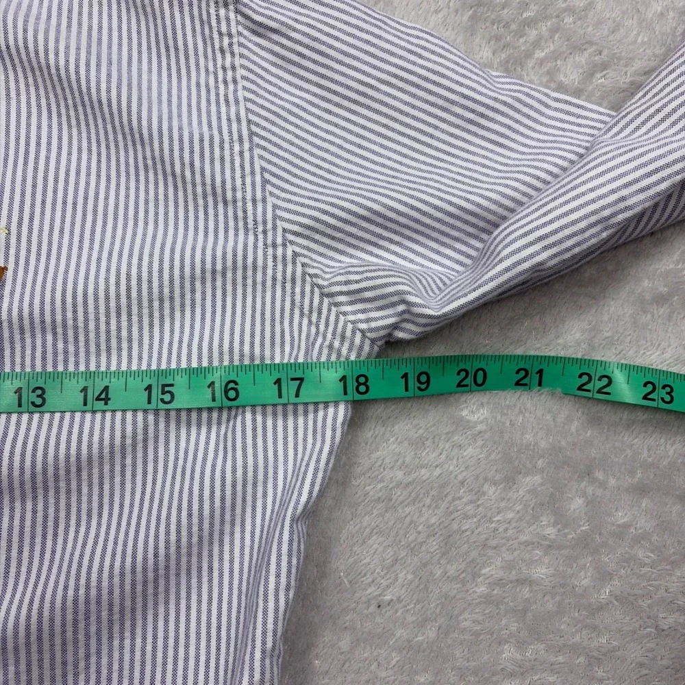Ralph Lauren Button Down Shirt Womens 4 Blue White Striped Slim Fit Oxford Pony - Picture 8 of 11